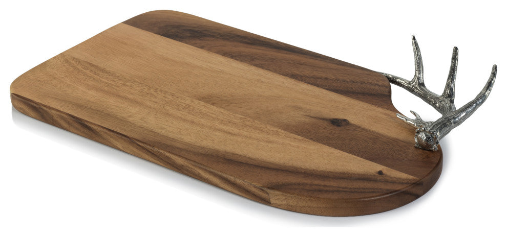 Malachi Cheese and Charcuterie Board With Pewter Antler Handle