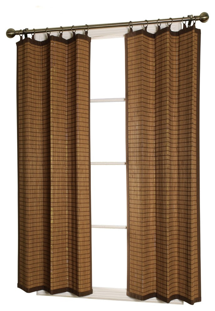 Versailles Bamboo Wood Curtain Ring Top Panel, 40"x63" Colonial