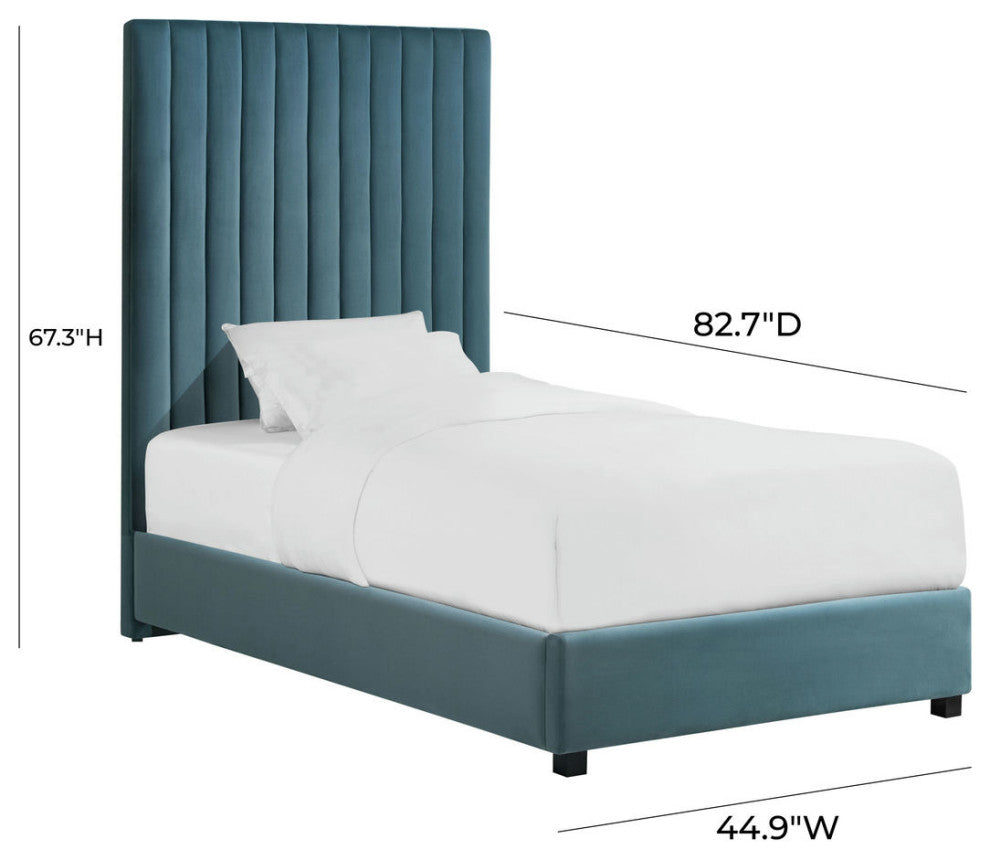 TOV Furniture Arabelle Sea Blue Bed in Twin