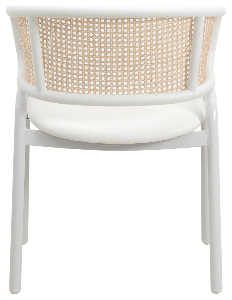 LeisureMod Ervilla Dining Armchair With White Steel Base Set of 4, White