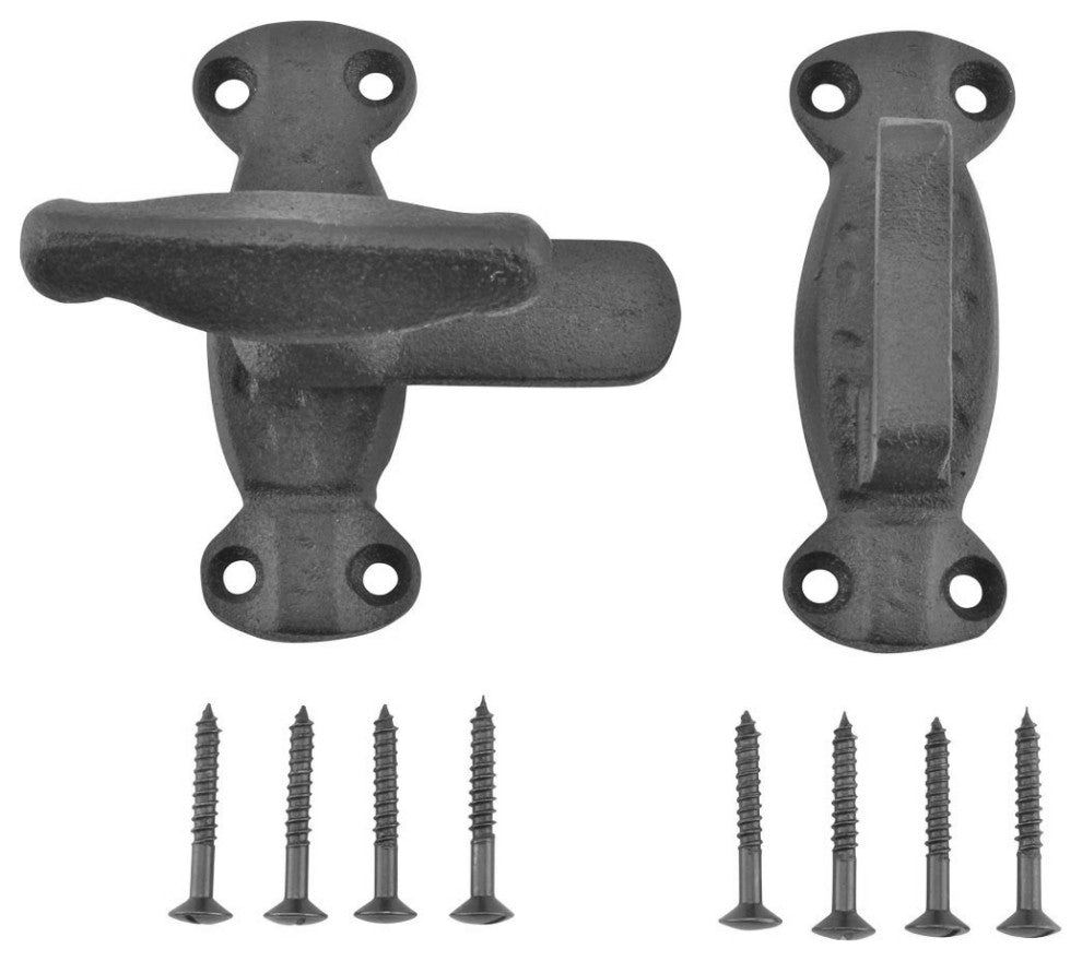 Renovators Supply Door Latch Lock 2" Wrought Iron Black Flip Latch Door Lock