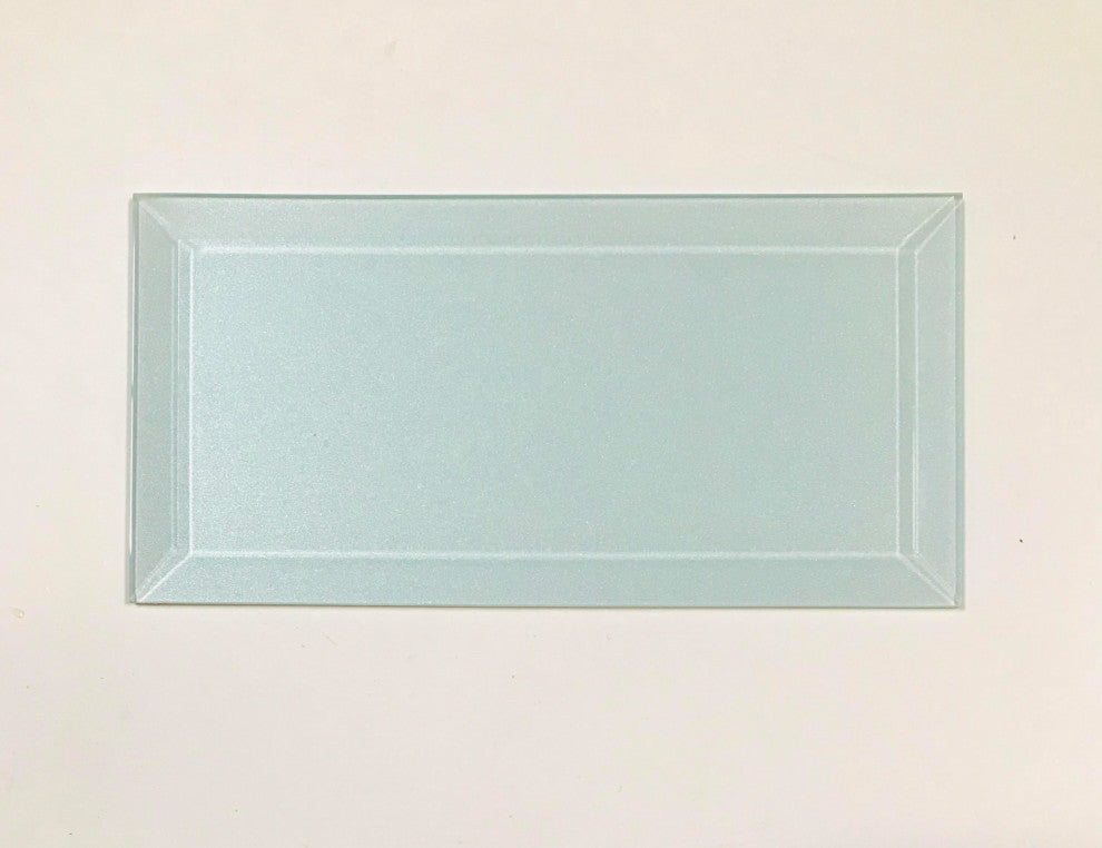 Frosted Elegance 3x6 Beveled Glossy Glass Subway Tile ,Light Blue,Peel & Stick , Piece