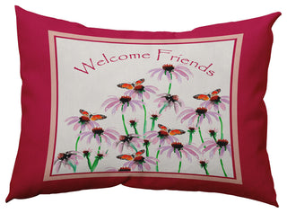 Welcome Friends Decorative Throw Pillow, Bold Pink, 14"x20"