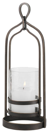Uttermost 18041 Shepherd Glass and Iron Table Pillar Candle - Dark Bronze /