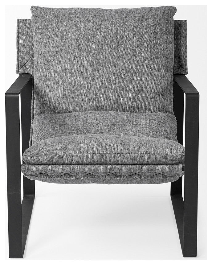 Stone Gray And Black Metal Sling Chair