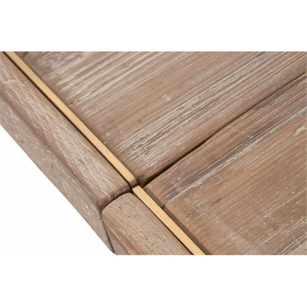 Maklaine Extendable Dining Table in Smoke Gray and Brushed Gold