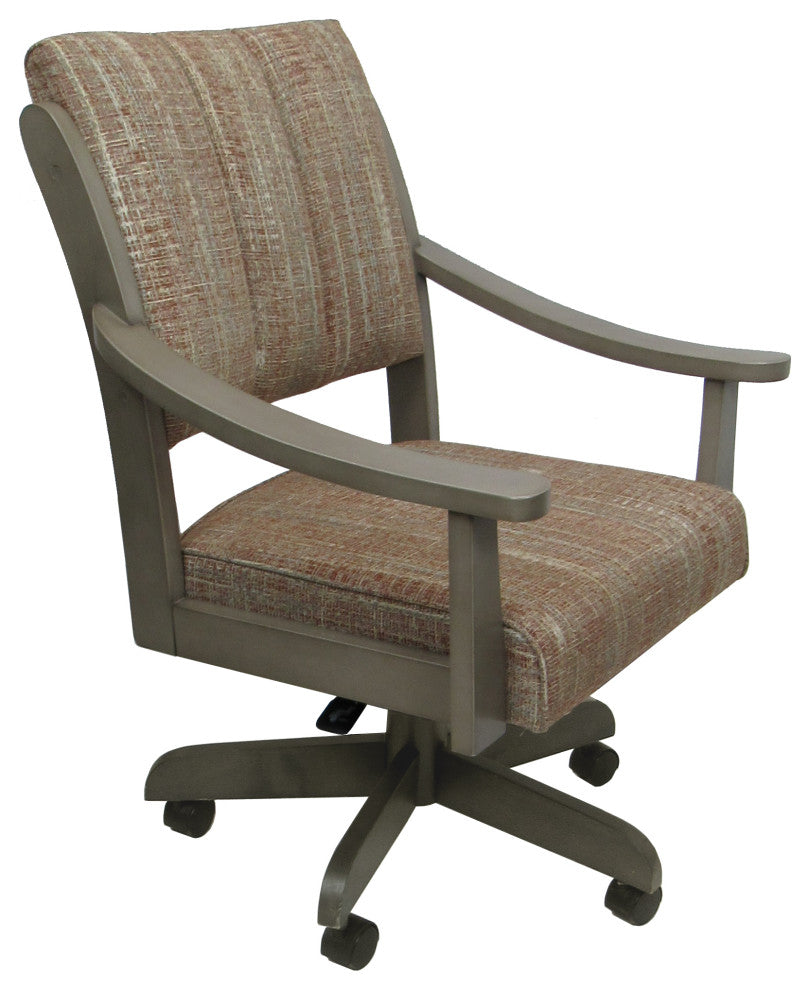 Swivel Wood Dining Caster Chair with Wheels - Casa, Watusi Madder - Asian Grey