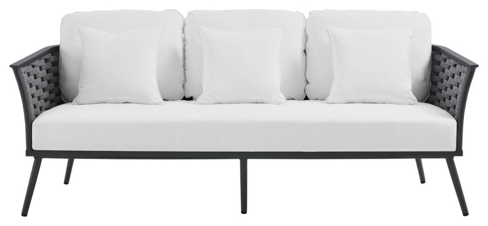 Stance Outdoor Patio Aluminum Sofa Gray White