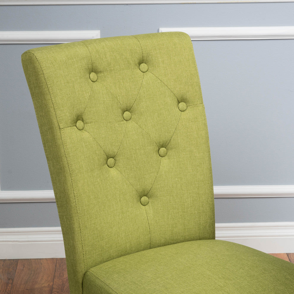 GDF Studio Nasima Green Fabric Dining Chairs, Set of 2