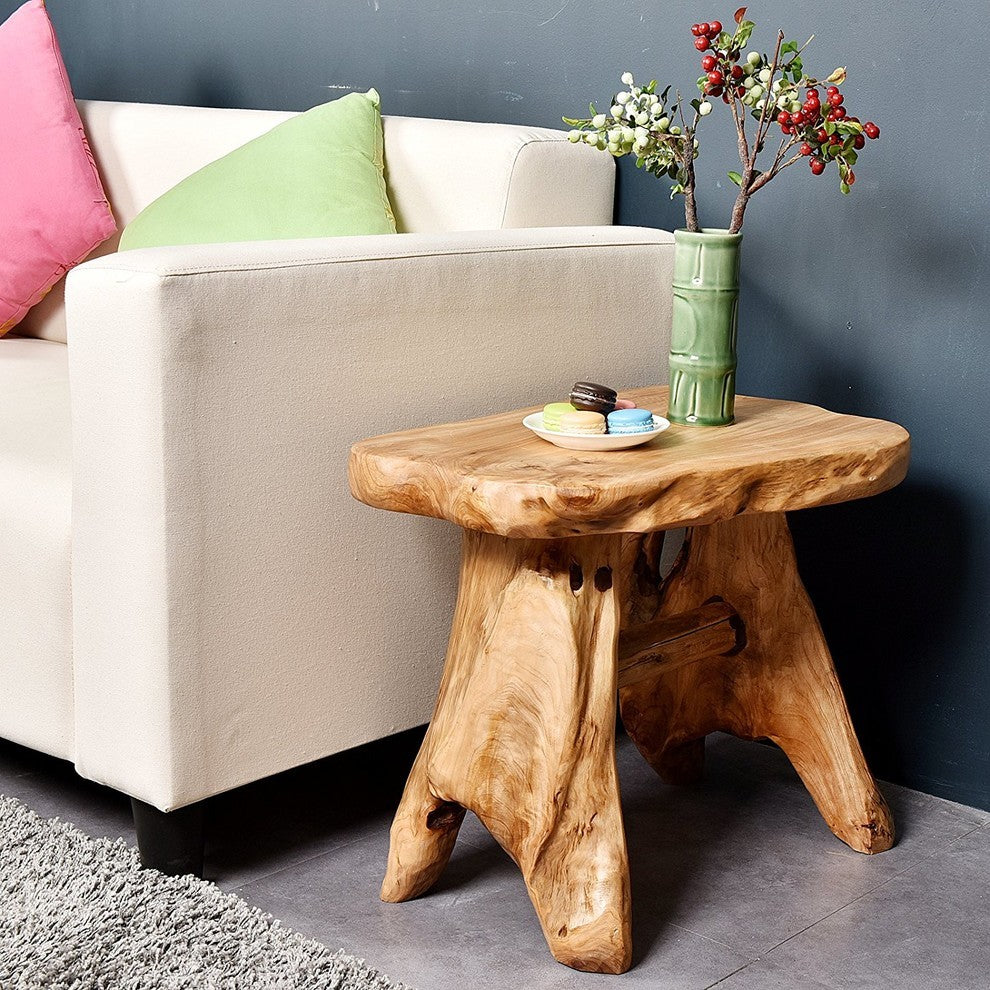 Natural Wood Indoor/Outdoor Stool Cedar Garden Bench
