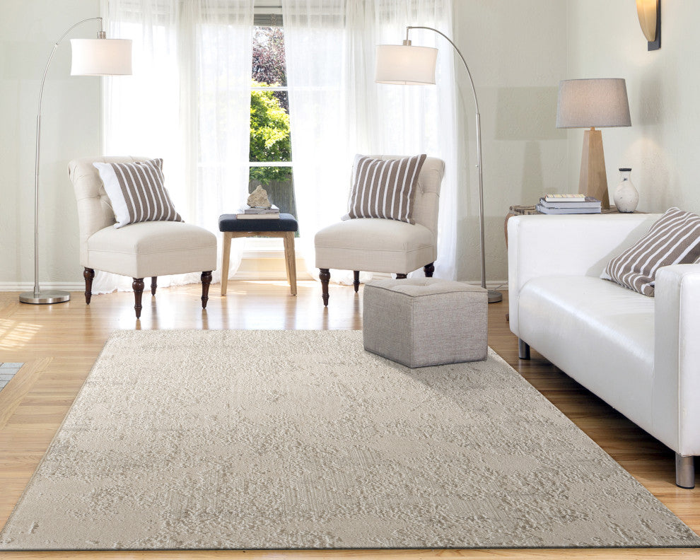 Quartz 27031-110 Area Rug, Ivory And Beige, 2'2"x7'7" Runner