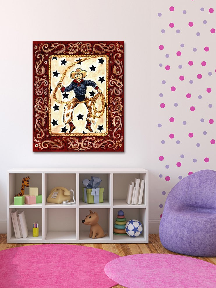 Marmont Hill, "Cowboy" by Reesa Qualia Painting Print on Wrapped Canvas, 24x29