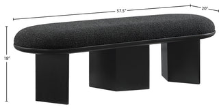 Wilshire Boucle Fabric Upholstered Bench, Black, Black Finish