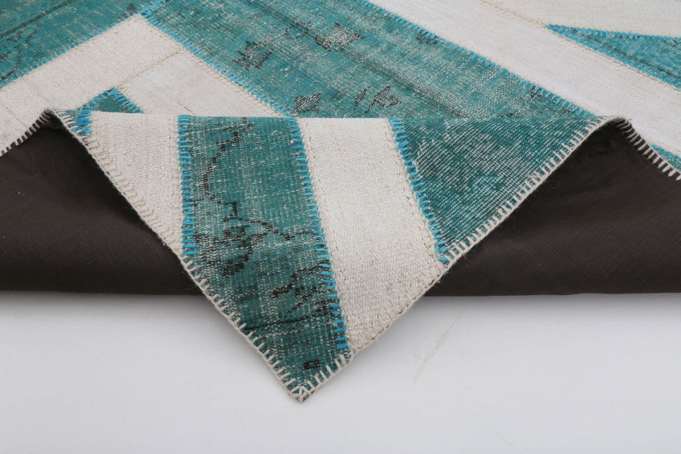 Rug N Carpet - Handmade Anatolian 6' 7'' x 9' 10'' Flag Patchwork Rug