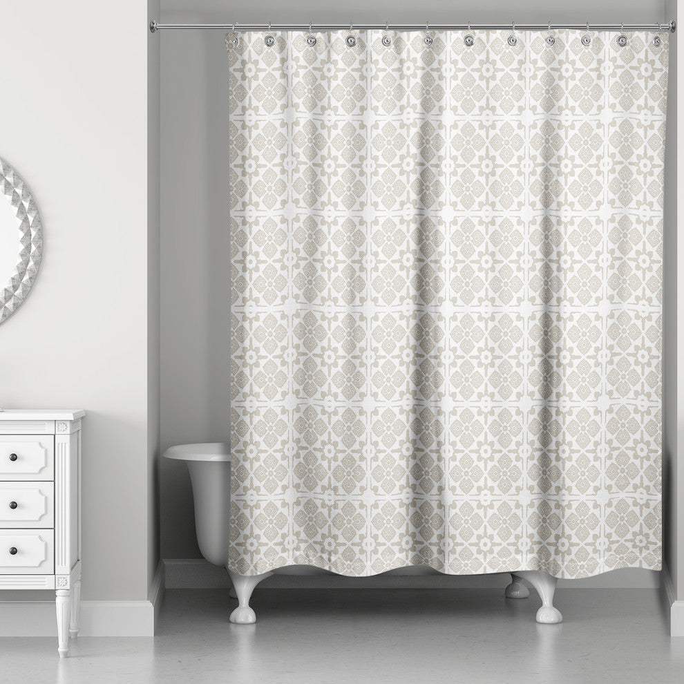 Beige Tile Pattern 71x74 Shower Curtain