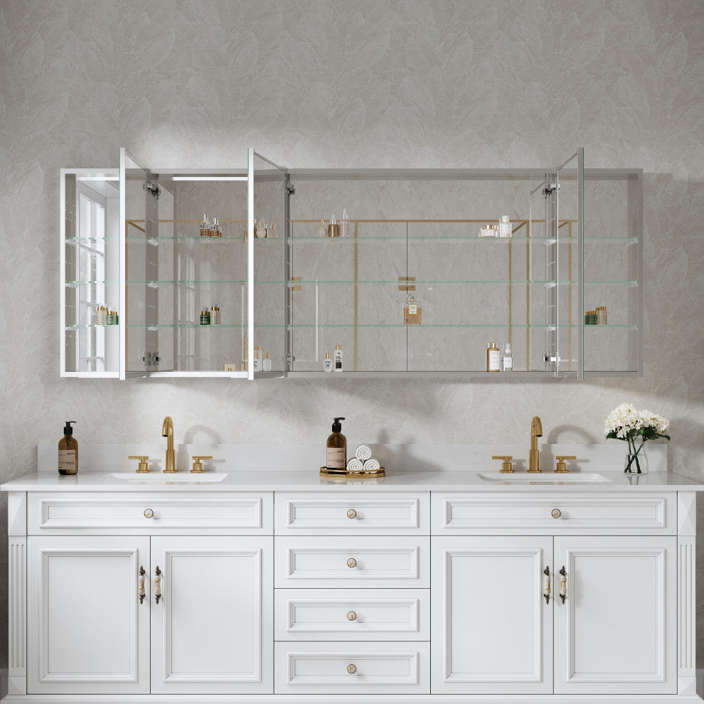Recessed/Surface Mount Bathroom Medicine Cabinet, Reverse Installation, 84"x30"
