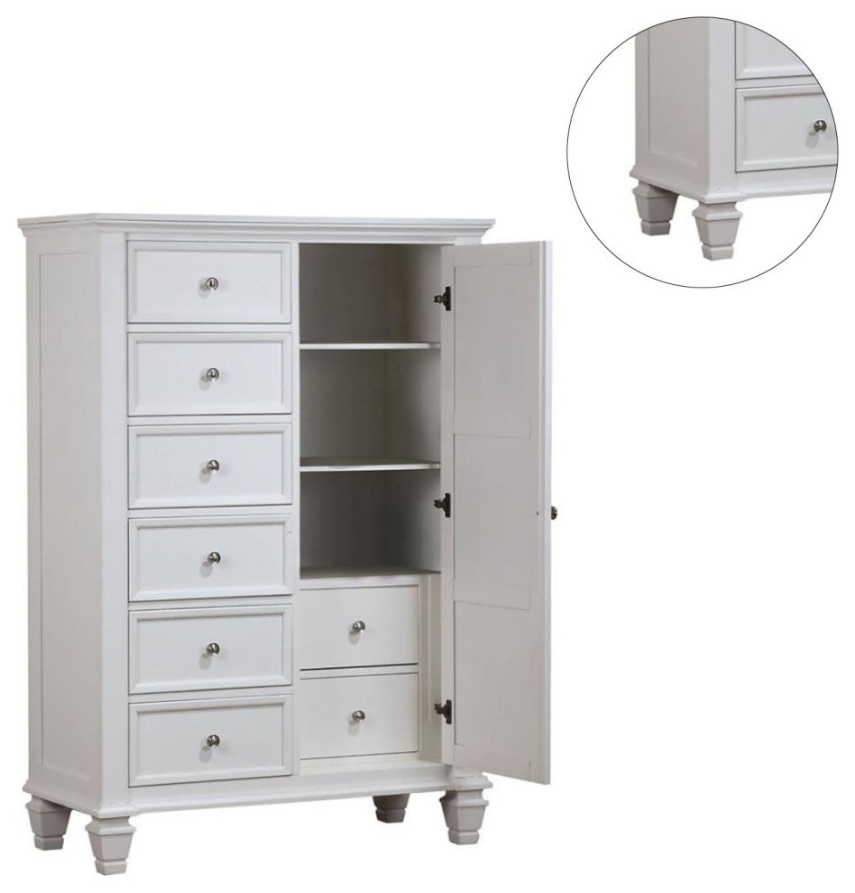 Wood Chest with 8 Drawers, White