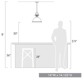 Duncan 1 Light Pendant, Rod, Chrome, Matte Black Shade
