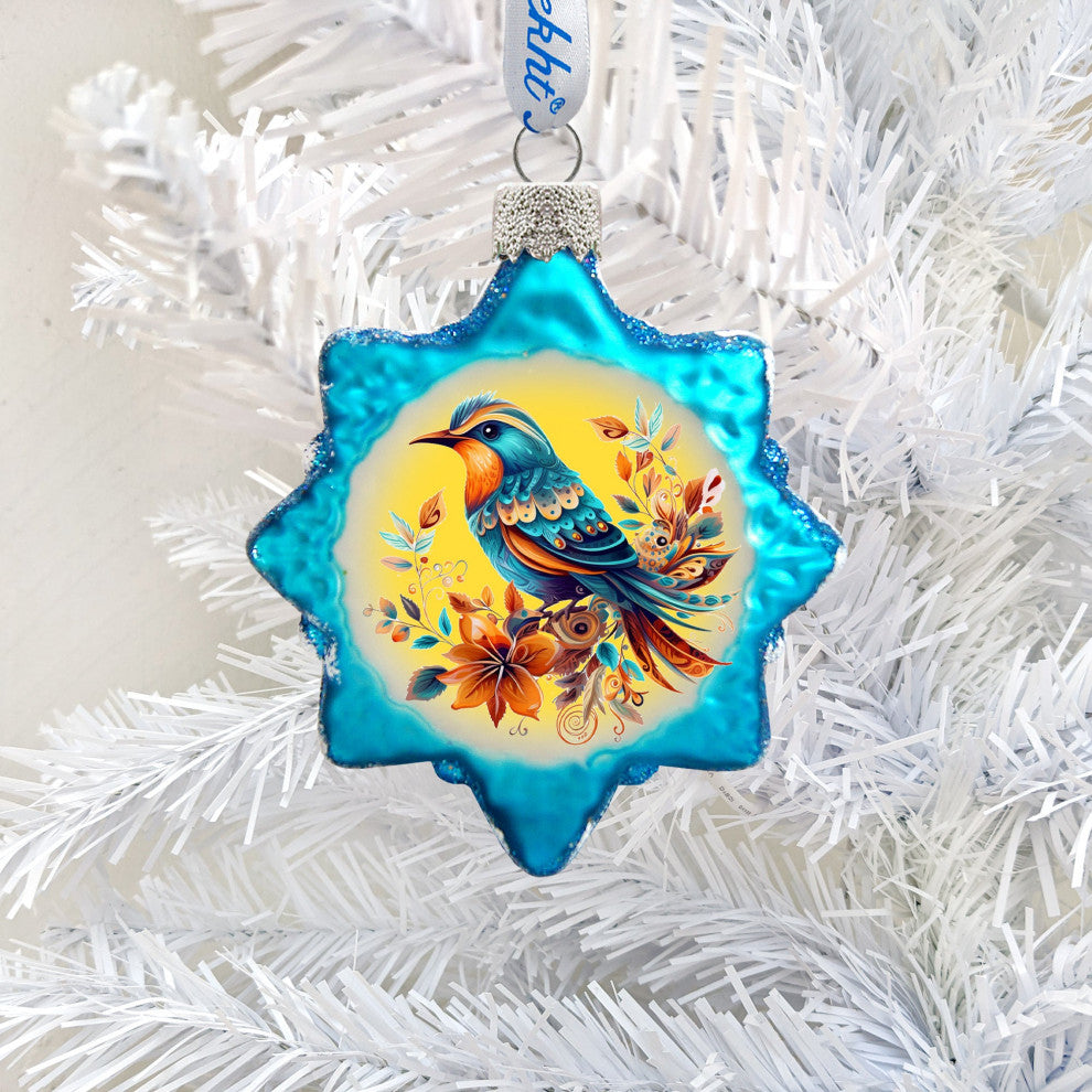 Blue Sparrow Mercury Glass Ornaments Wildlife Holiday Decor