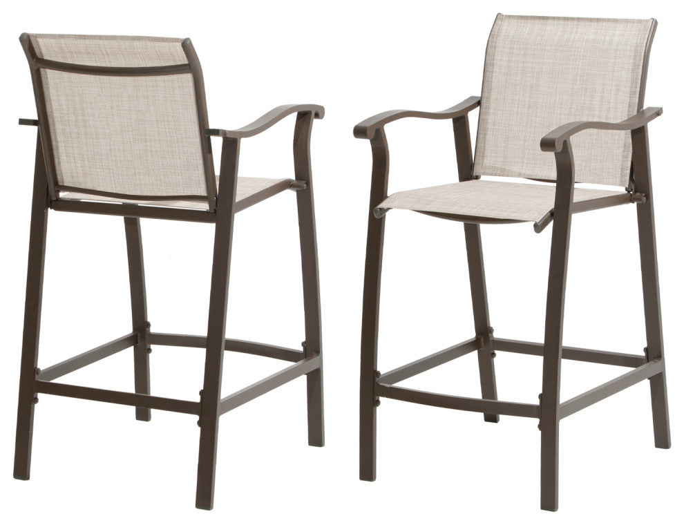 Outdoor Bar Stools Patio Bar Chairs, Set of 2, Beige
