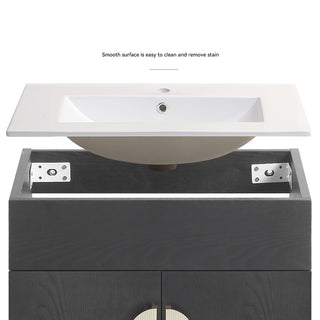 20 Inches Plywood Wall-Mounted Bath Vanity Set, Ceramic Sink