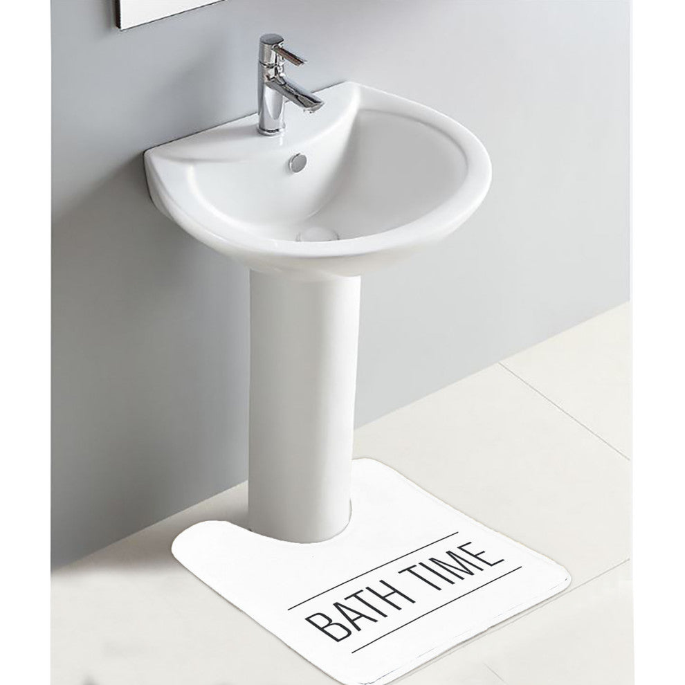 Bathroom Accessories Bath Time Collection, White, Set Bathmat and Contour Rug