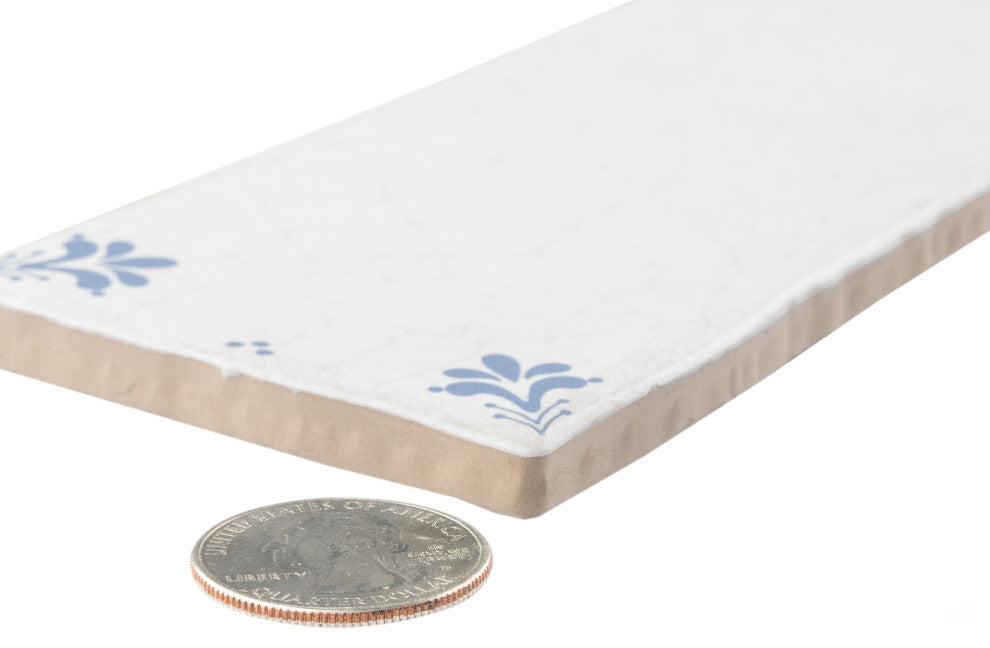 Crackle Cream Decor Ceramic Wall Tile, White