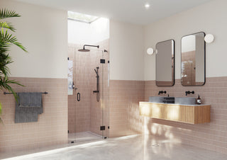 44"Wx78"H Frameless 3 Panel Inline Shower Door, Matte Black