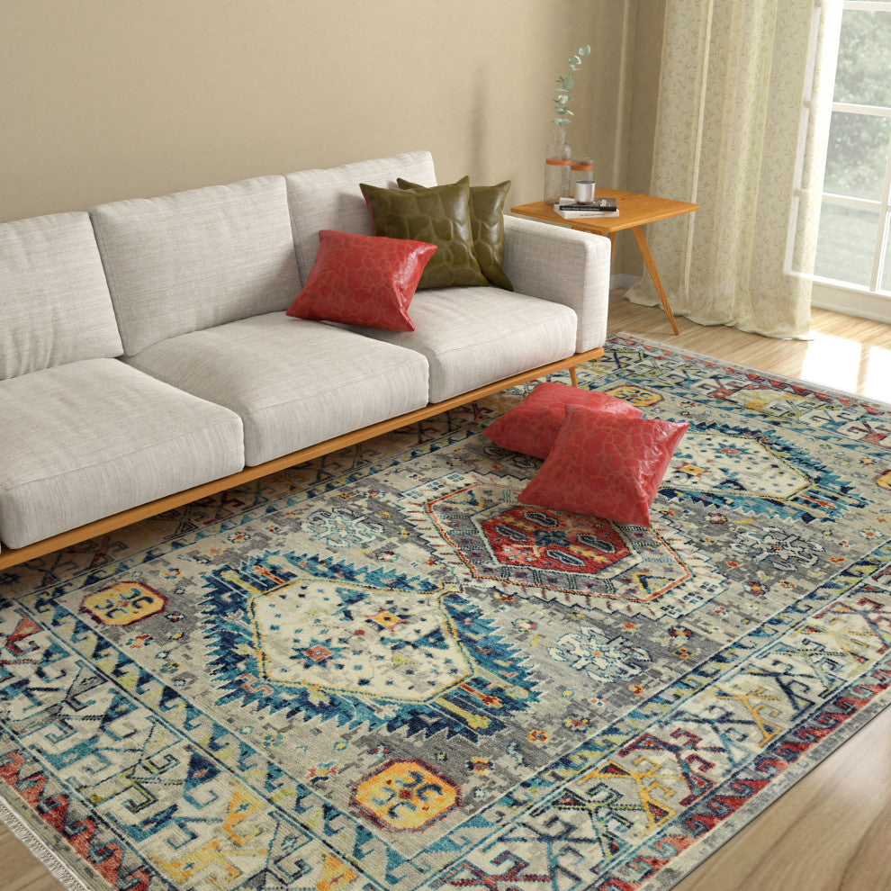 Willow Mesa Area Rug, Silver, 10' x 14', Tribal