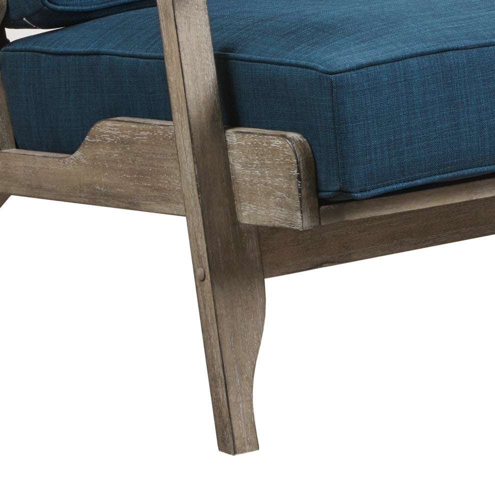 INK+IVY Malibu Reclaimed Wood Farmhouse Accent Chair, Navy Blue