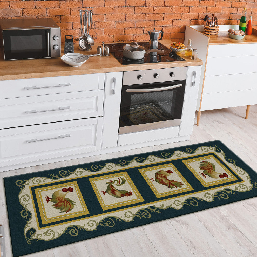 Indoor/Outdoor Kendall KE4 Black Machine Washable 2'3" x 7'6" Runner Rug