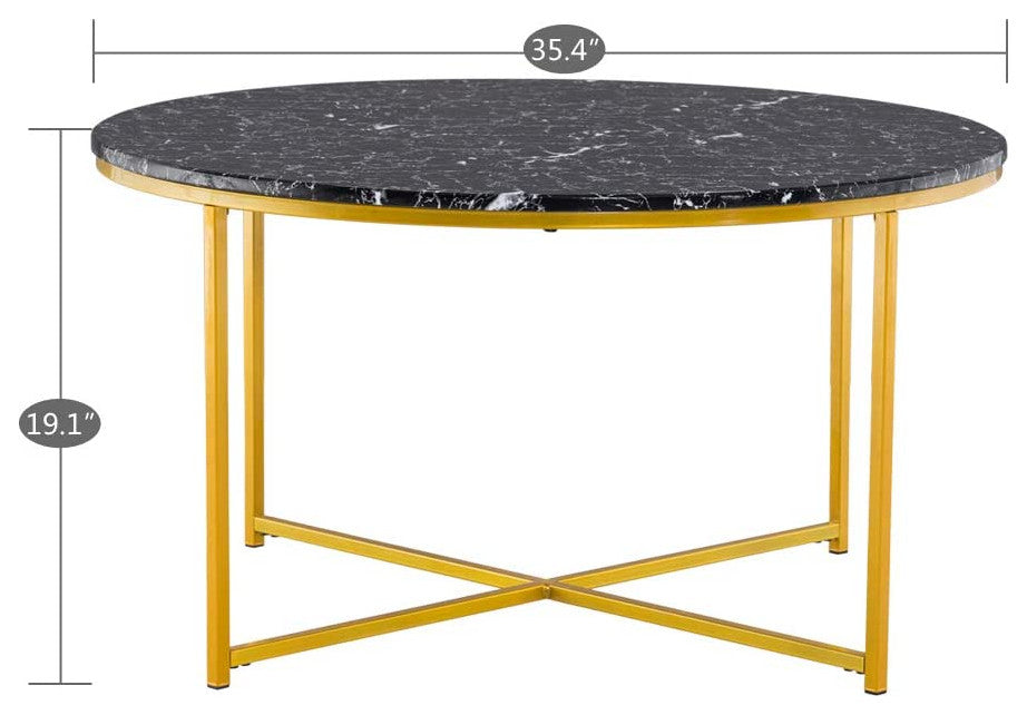 Modern Round  Coffee Table with Metal Frame Suitable for Home Office