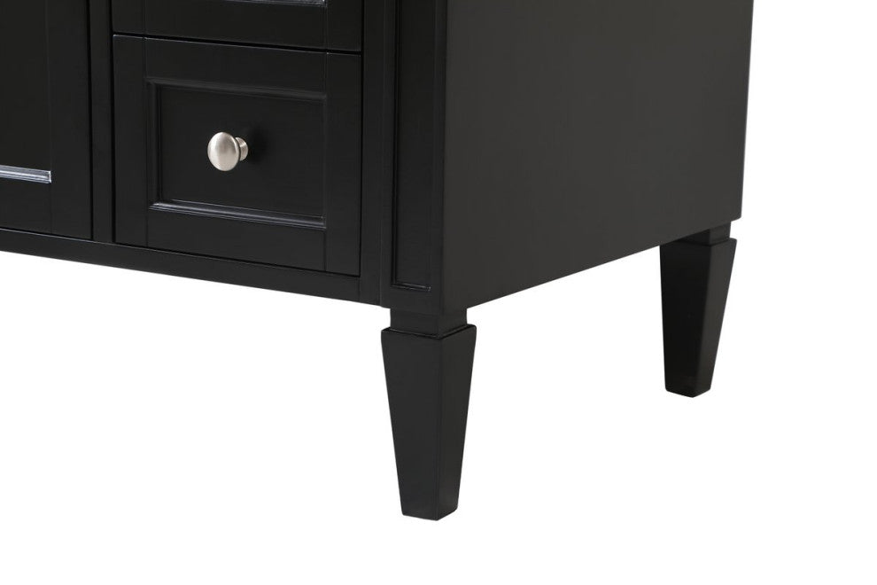 Home Living Vanity with Carrara White Marble Countertop, Black, 48", Single Sink