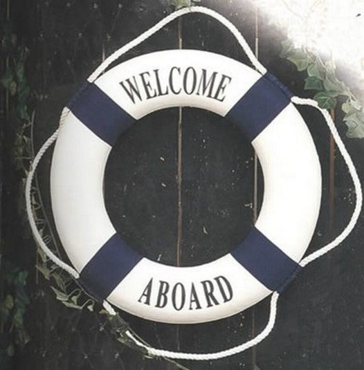 Blue/White Welcome Aboard Life Ring