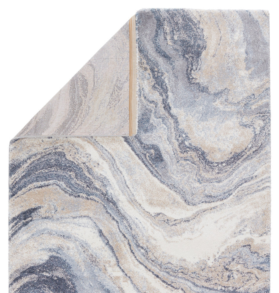 Vibe Orion Abstract Blue and Light Gray Runner Rug, 12'x15'