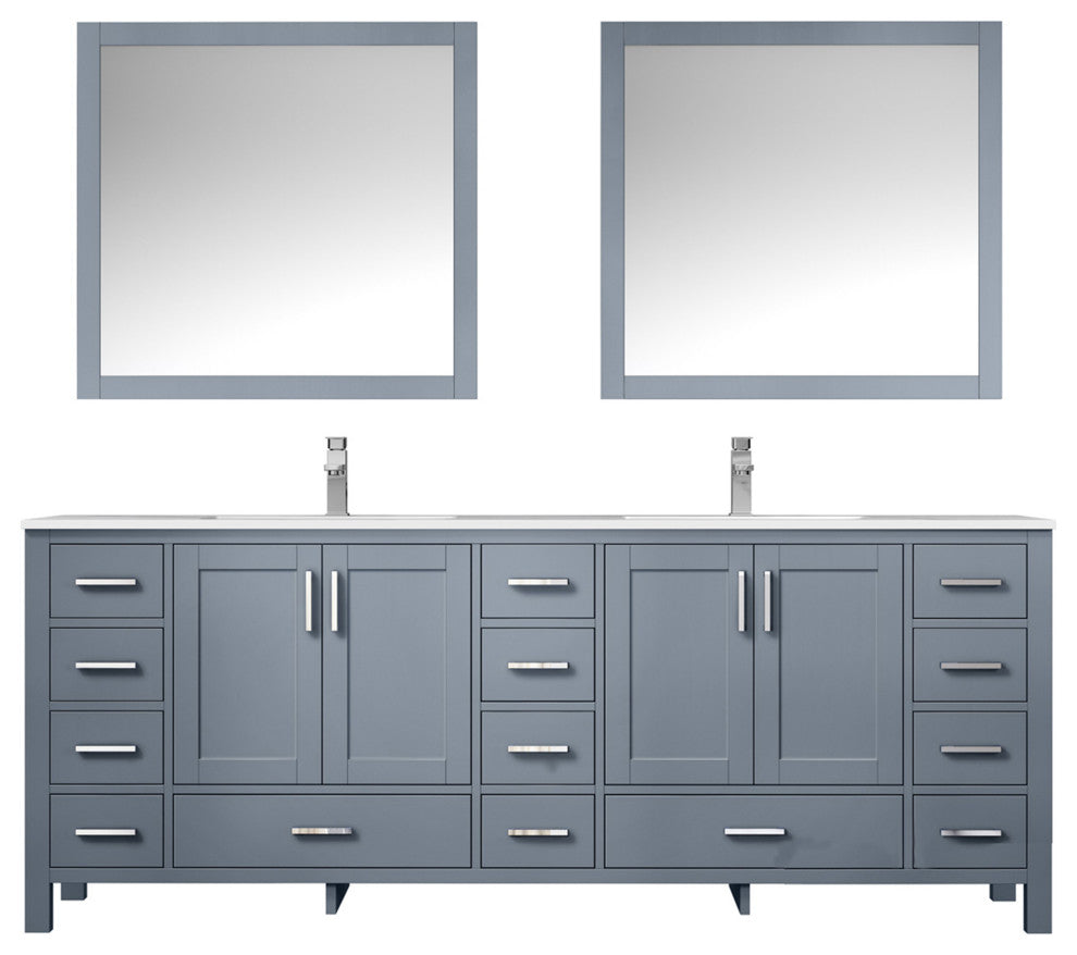 Jacques 84" Dark Grey Double Vanity Set with Carrara Marble Top