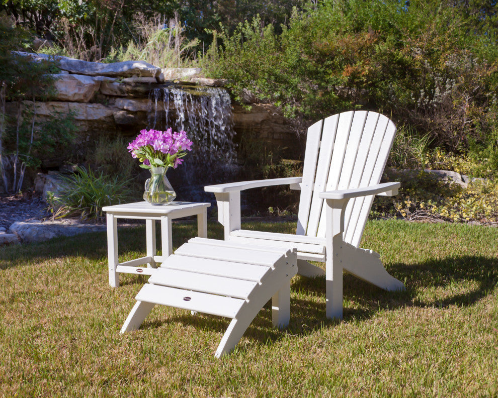 Polywood Seashell Ottoman, White