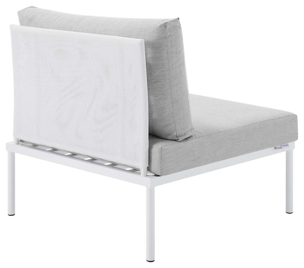 Harmony 6-Piece Sunbrella Outdoor Patio Aluminum Sectional Sofa Set, White Gray