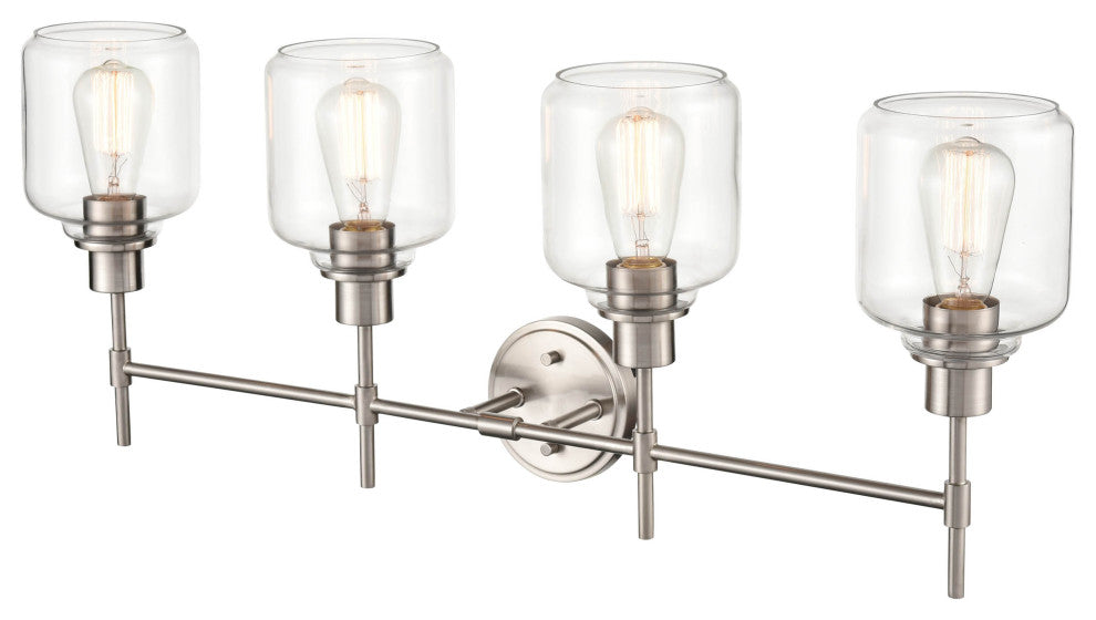 Asheville 4-Light 34.75" Bathroom Vanity Light, Satin Nickel