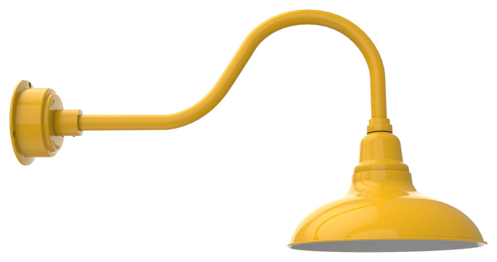 12in.  Yellow Gooseneck Barn Light with Contemporary Arm