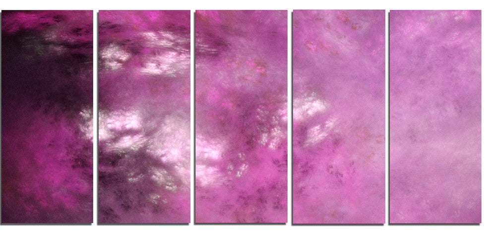 Blur Pink Sky with Stars, Abstract Canvas Art Print, 60"x28", 5 Panels