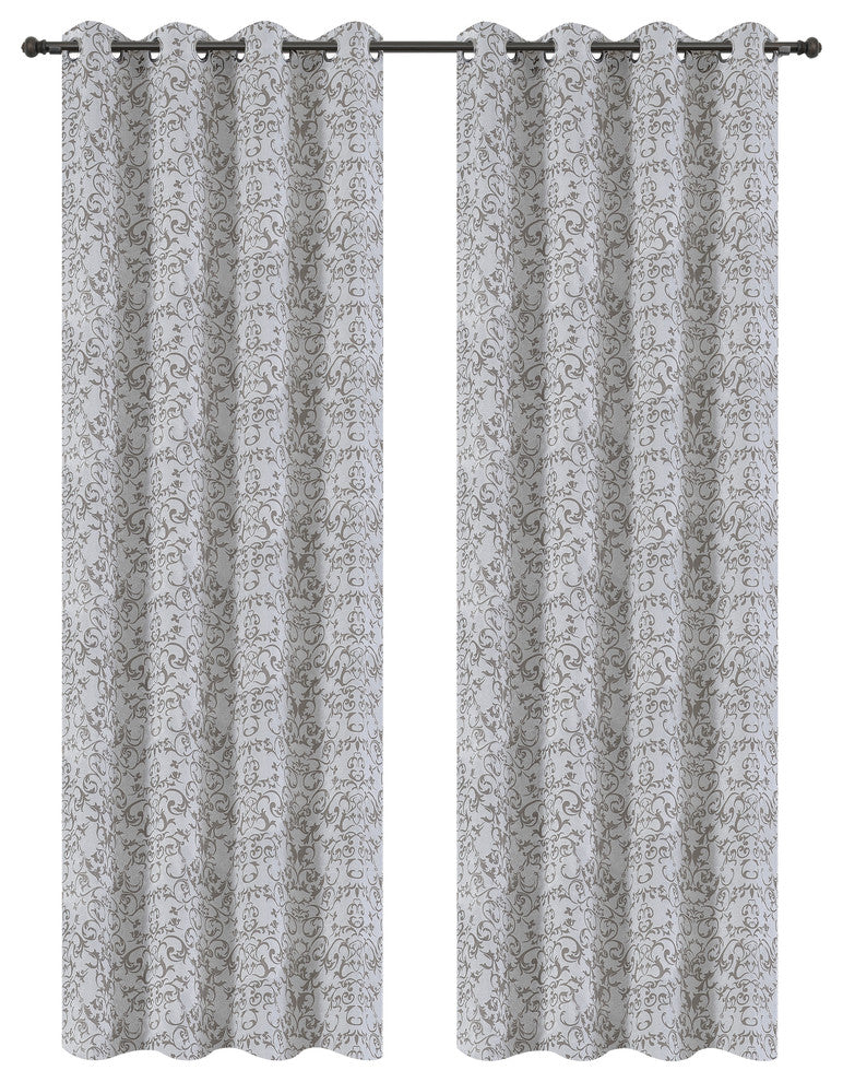Jacquard Vine Drapery Curtain Panels, Taupe, 50"x84", Set of 2