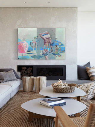 "Striped Bikini" Painting Print on Wrapped Canvas, 18"x12"