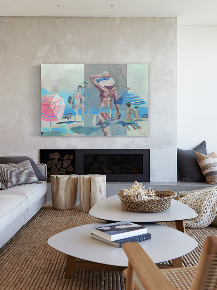 "Striped Bikini" Painting Print on Wrapped Canvas, 18"x12"