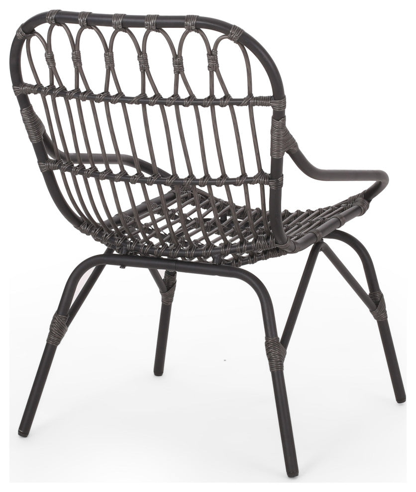 Barrister Outdoor Wicker Accent Chairs, Set of 2, Dark Gray
