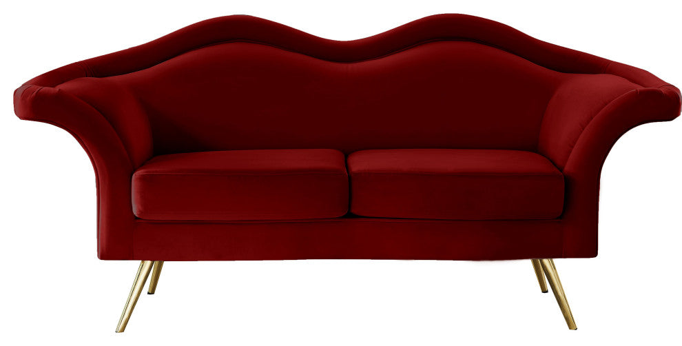 Lips Velvet Upholstered Loveseat, Red