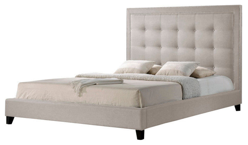 Hirst Light Beige Platform Bed Queen Size