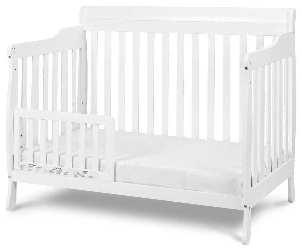 Baby Mile Eve 4-in-1 Convertible Crib With Guardrail, White
