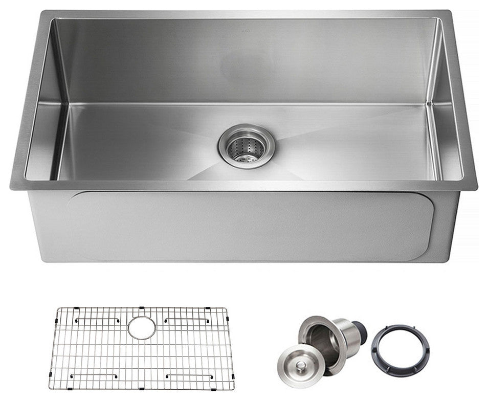 KIBI Handcrafted Undermount Single Bowl 16 gauge Stainless Steel Kitchen Sink, 3