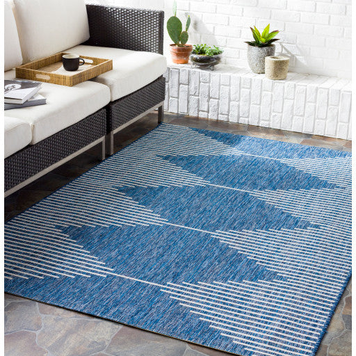 Surya Eagean EAG-2350 6'7" Round Rug, Bright Blue/Navy/Pale Blue/White